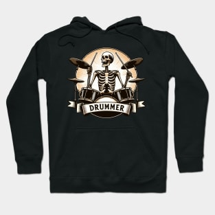 Funny Skeleton Drummer Music Lover Hoodie